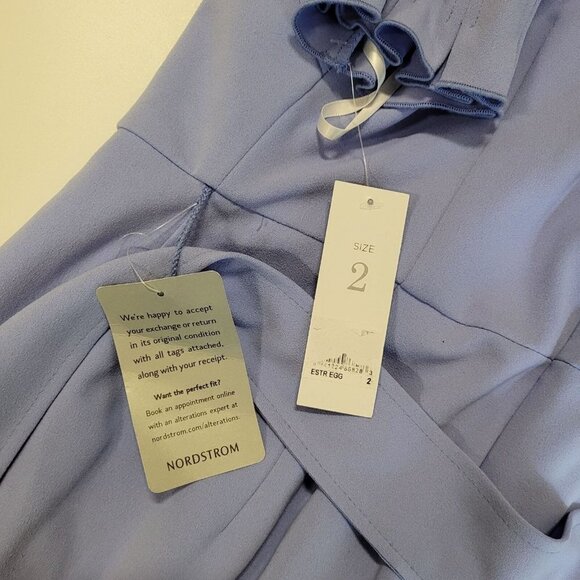 Donna Morgan Puff Sleeve Tie Waist Midi Sheath Dress Easter Egg Blue Size 2 NWT - Picture 7 of 12